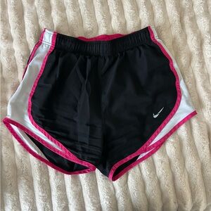 Nike Women's Black Shorts with Pink and White Accents